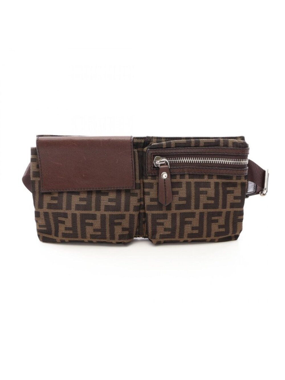 Fendi Waist Bag Zucca Brown Canvas Leather